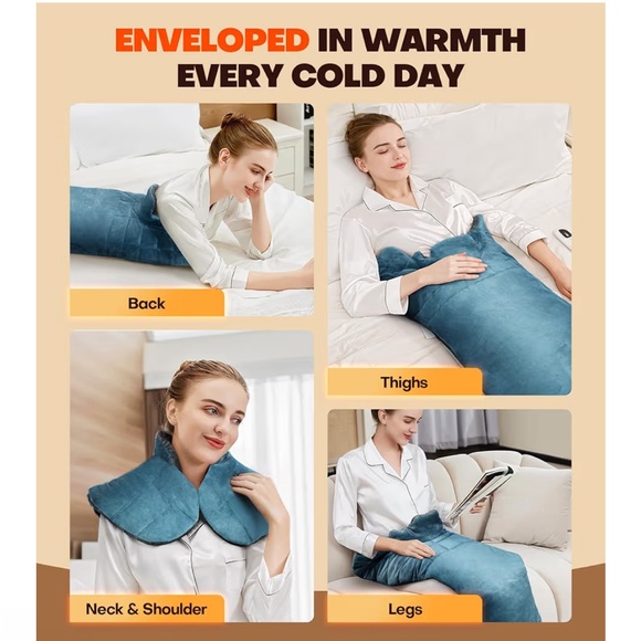 Blue Weighted Heating Pad with Controller - Picture 4 of 6